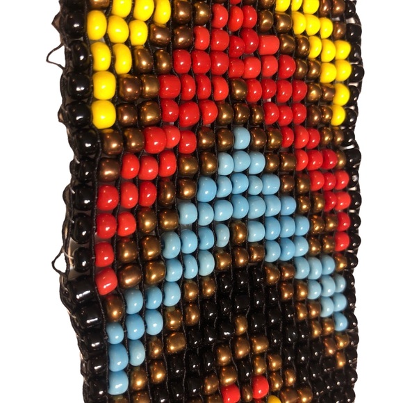 Beaded Belt, Southwestern, Carved Wood Buckle, Adjustable, Elastic, Stretchy - Picture 15 of 17